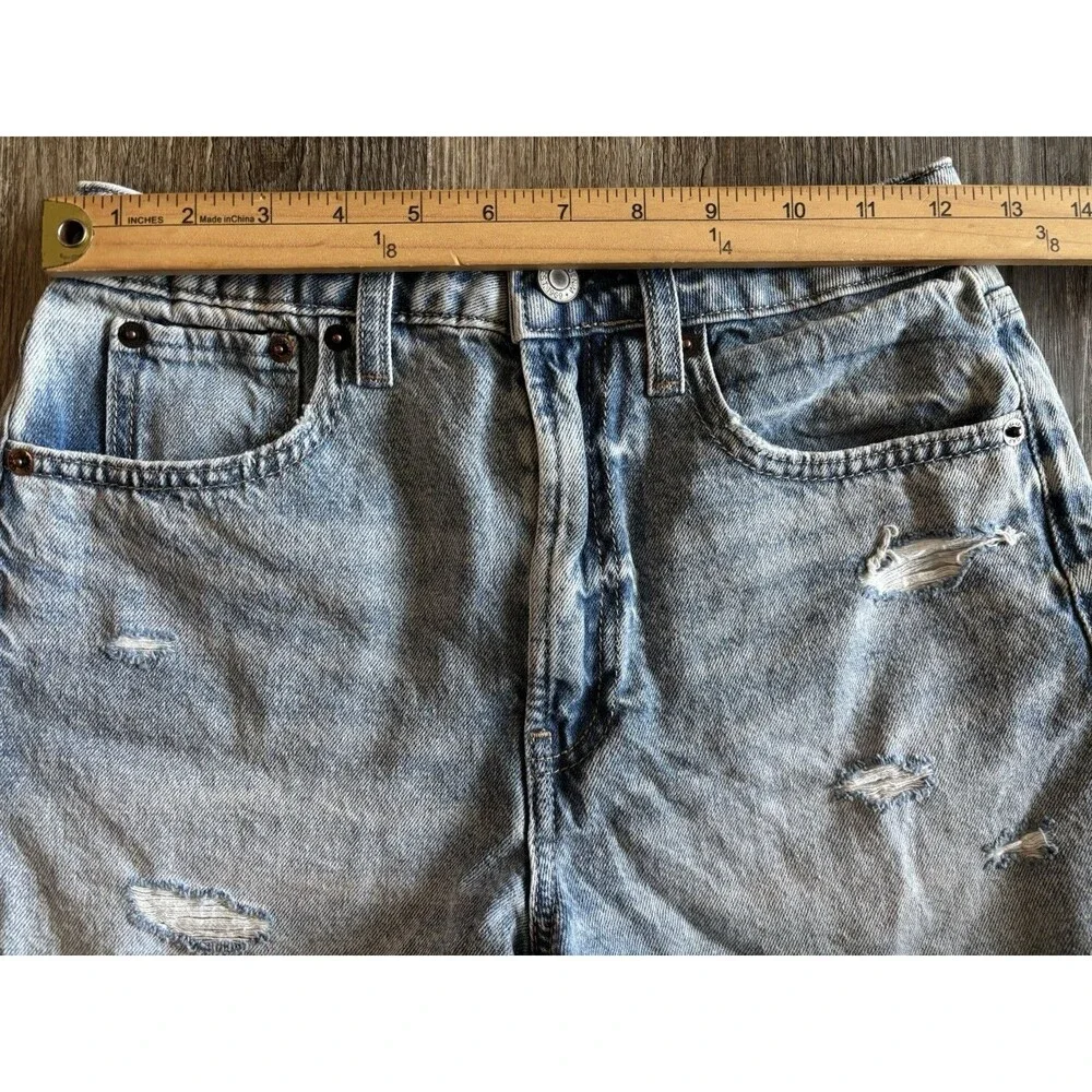 Gap Girls High Rise Adjustable Waist Denim Shorts Distressed Frayed Hem Size 14